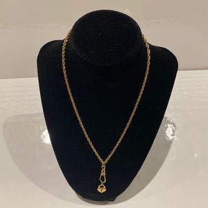 1928 vintage gold colour necklace with heart pendant